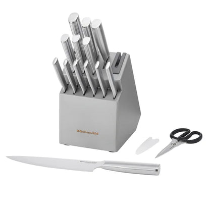 15-piece Knife Block Set with Built-in Sharpener