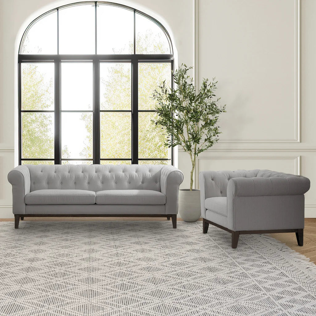 Gwen Fabric Chesterfield 2-piece Set, Sofa and Chair