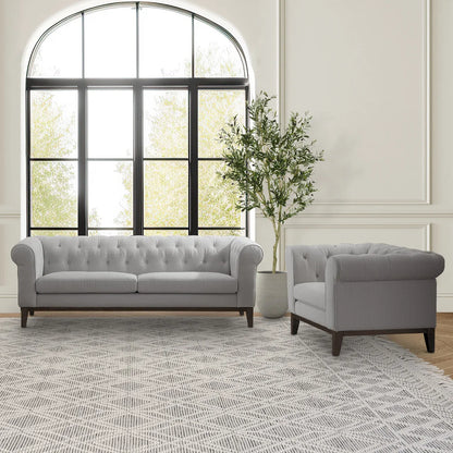 Gwen Fabric Chesterfield 2-piece Set, Sofa and Chair