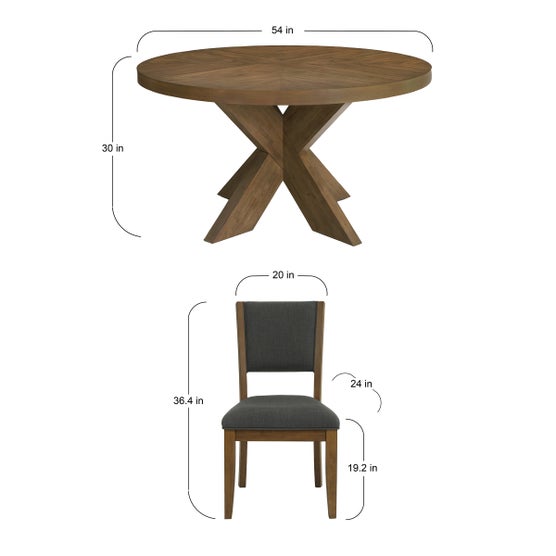 Zealand 54" Round Dining Table and 4 Chairs