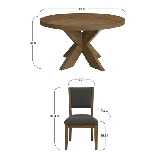 Zealand 54" Round Dining Table and 4 Chairs
