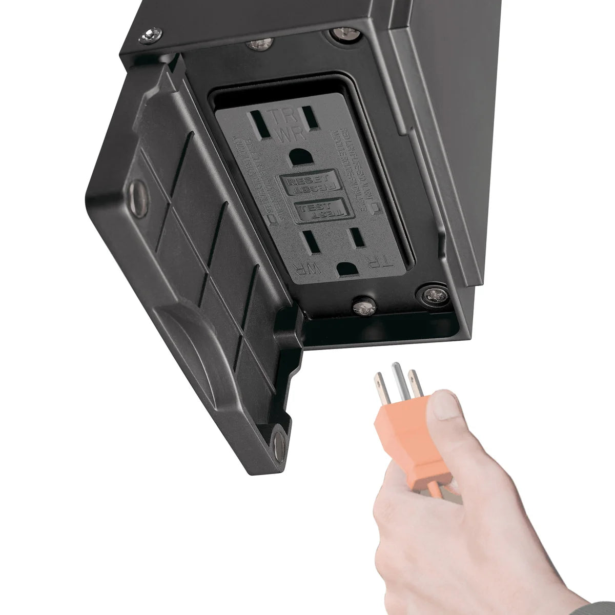 Globe Electric 14" Matte Black Outdoor Wall Light with GFCI Outlet
