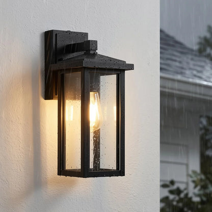 Globe Electric 14" Matte Black Outdoor Wall Light with GFCI Outlet