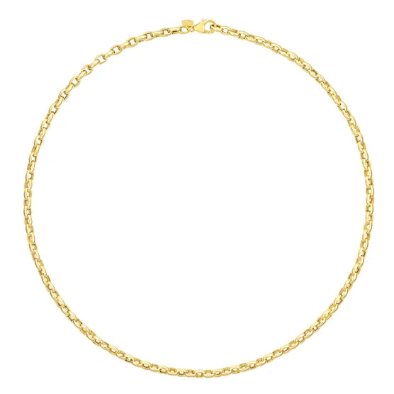 14kt Yellow Gold Oval Rolo Link Necklace