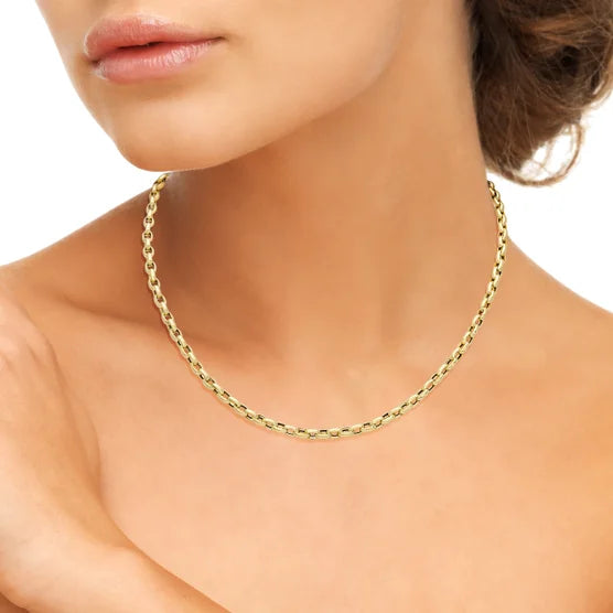 14kt Yellow Gold Oval Rolo Link Necklace