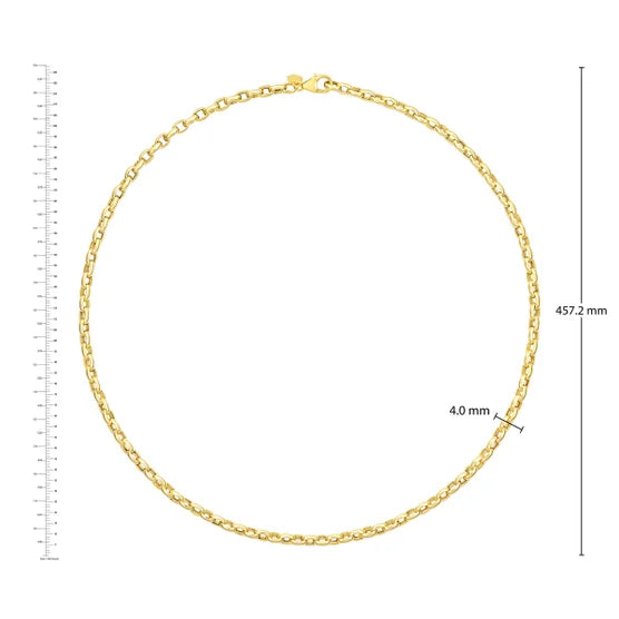 14kt Yellow Gold Oval Rolo Link Necklace