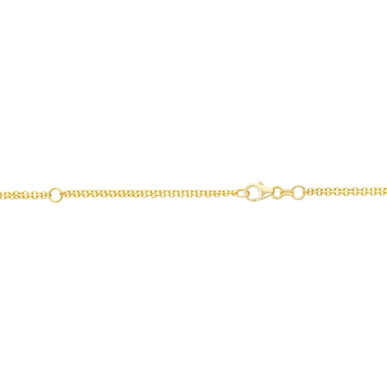 14kt Yellow Gold 2 Row Cable Heart Necklace