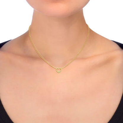 14kt Yellow Gold 2 Row Cable Heart Necklace