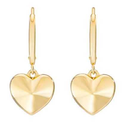 14kt Yellow Gold Pyramid Heart Earrings