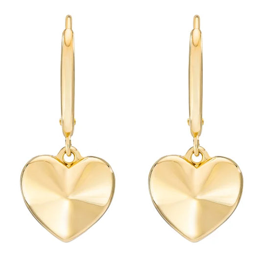 14kt Yellow Gold Pyramid Heart Earrings