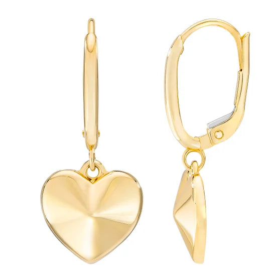 14kt Yellow Gold Pyramid Heart Earrings