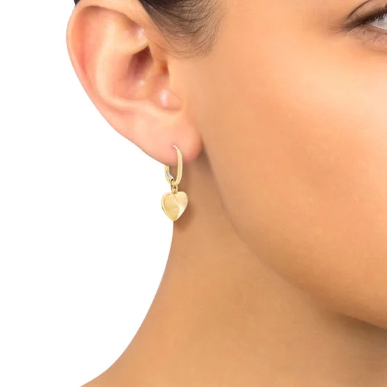 14kt Yellow Gold Pyramid Heart Earrings