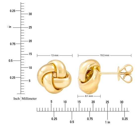 18kt Yellow Gold Love Knot Earrings