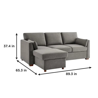 Luke Fabric Sleeper Sofa with Reversible Chaise and Storage, Gray