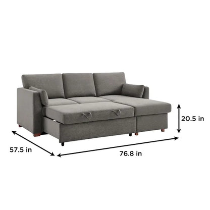 Luke Fabric Sleeper Sofa with Reversible Chaise and Storage, Gray