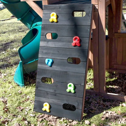 KidKraft Acadia Manor Wooden Outdoor Swing Set with Two Slides