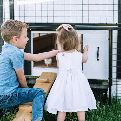 OverEZ Farmhouse Large Chicken Coop with Feeder, Waterer, and Bedding