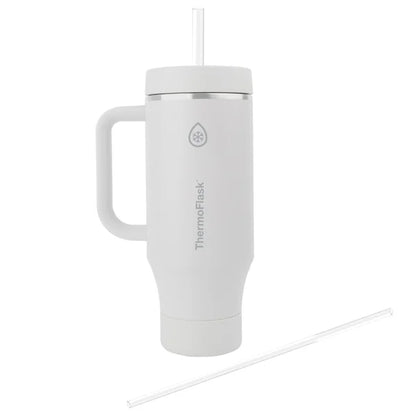 ThermoFlask 40 oz Insulated Stainless Steel Tumbler with Handle and Straw Lid, 2-pack