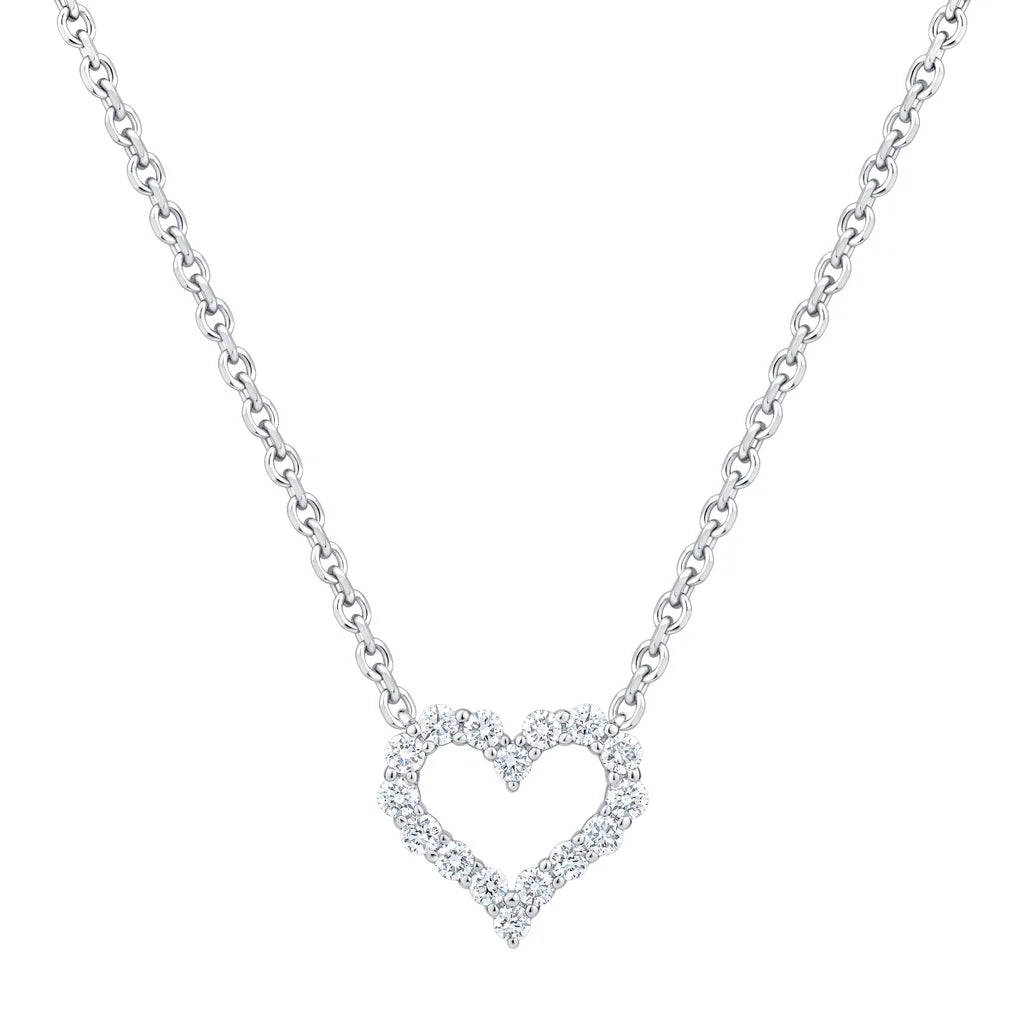 Round Brilliant 0.25 ctw VS2 Clarity, I Color Diamond 14kt White Gold Heart Necklace