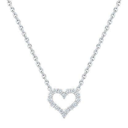 Round Brilliant 0.25 ctw VS2 Clarity, I Color Diamond 14kt White Gold Heart Necklace