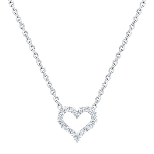 Round Brilliant 0.25 ctw VS2 Clarity, I Color Diamond 14kt White Gold Heart Necklace