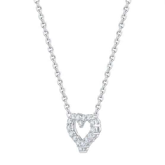 Round Brilliant 0.25 ctw VS2 Clarity, I Color Diamond 14kt White Gold Heart Necklace