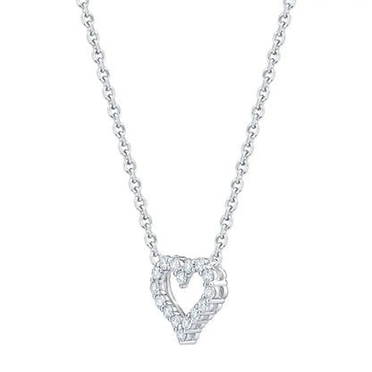 Round Brilliant 0.25 ctw VS2 Clarity, I Color Diamond 14kt White Gold Heart Necklace
