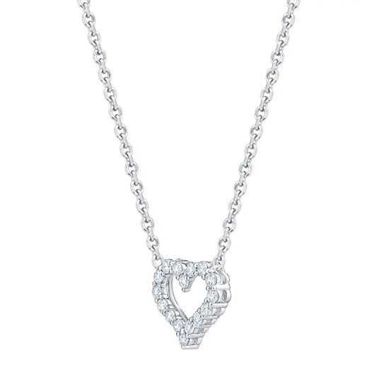 Round Brilliant 0.25 ctw VS2 Clarity, I Color Diamond 14kt White Gold Heart Necklace