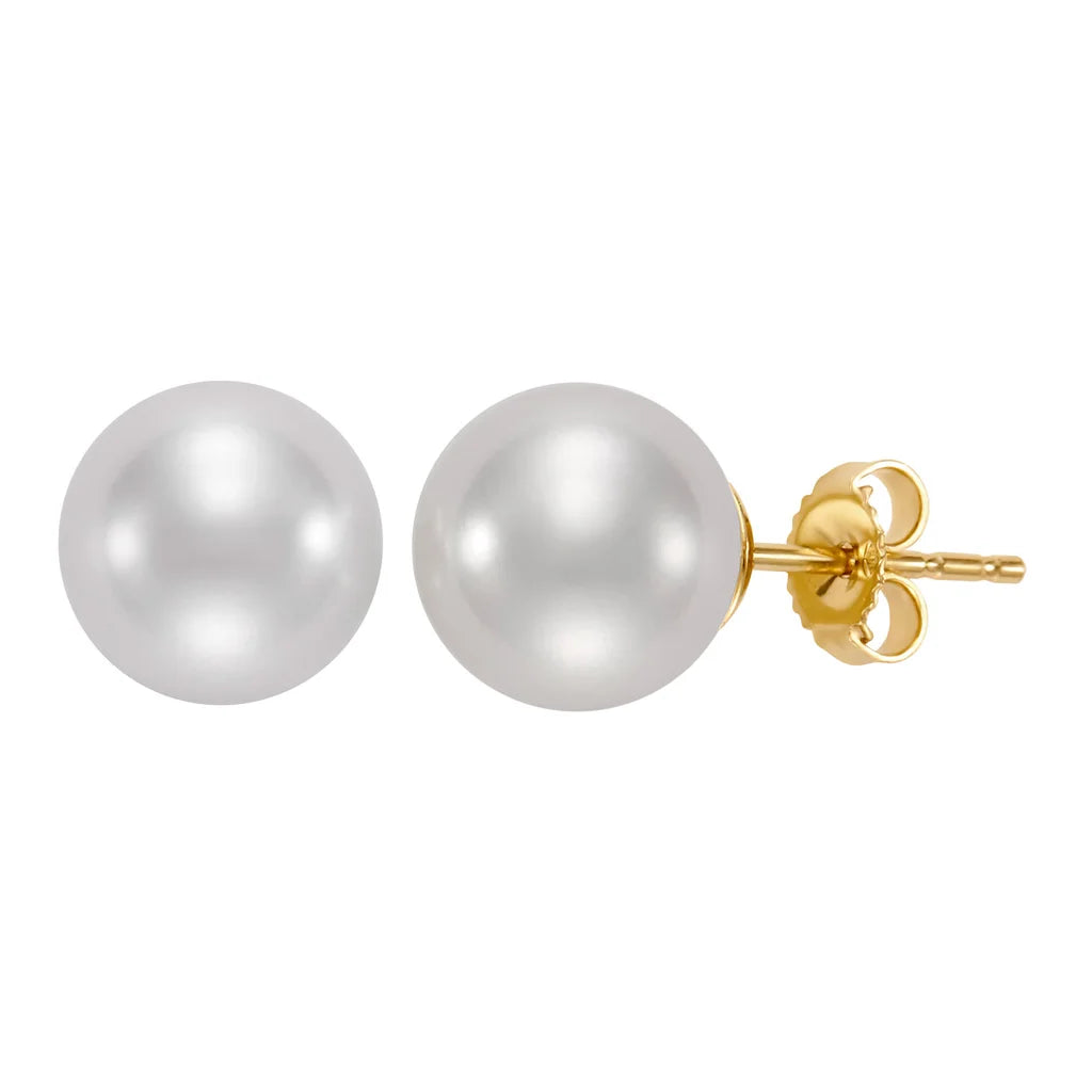 Freshwater Cultured 9-10mm Pearl 14kt Yellow Gold Stud Earrings