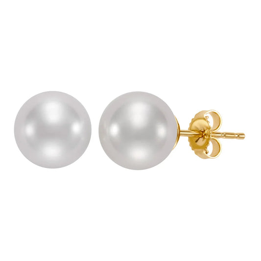 Freshwater Cultured 9-10mm Pearl 14kt Yellow Gold Stud Earrings
