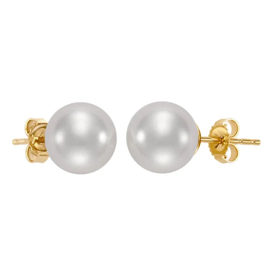 Freshwater Cultured 9-10mm Pearl 14kt Yellow Gold Stud Earrings