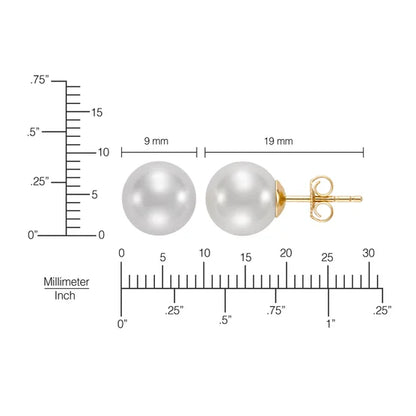 Freshwater Cultured 9-10mm Pearl 14kt Yellow Gold Stud Earrings