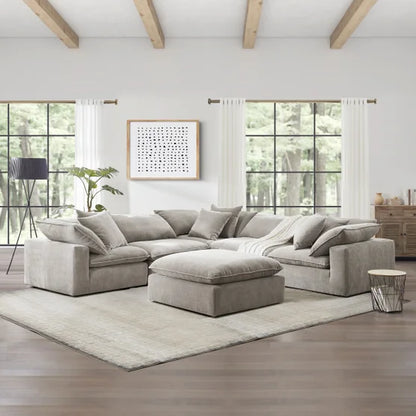 Sereen 6-piece Fabric Modular Sectional, Taupe