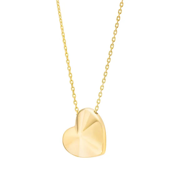14kt Yellow Gold Pyramid Heart Necklace