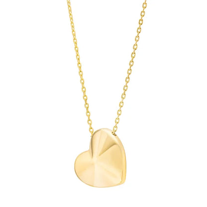 14kt Yellow Gold Pyramid Heart Necklace