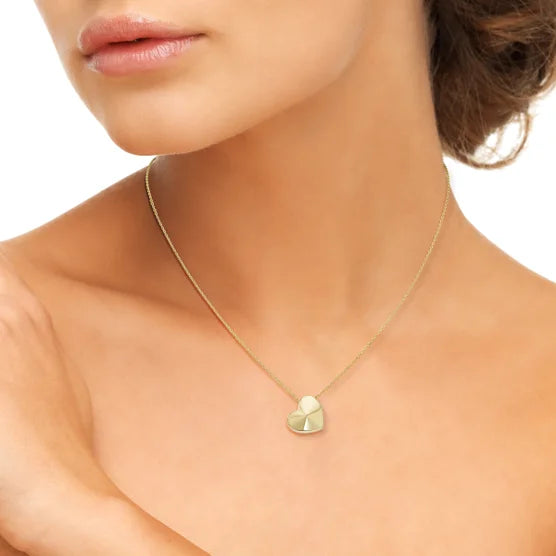 14kt Yellow Gold Pyramid Heart Necklace
