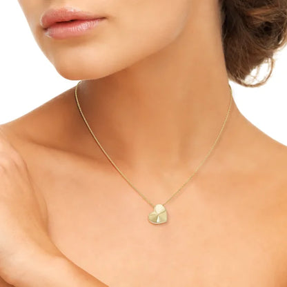 14kt Yellow Gold Pyramid Heart Necklace