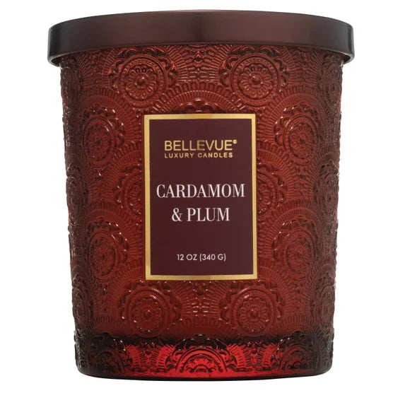 Embossed Glass 12 oz. Candle, 4-pack