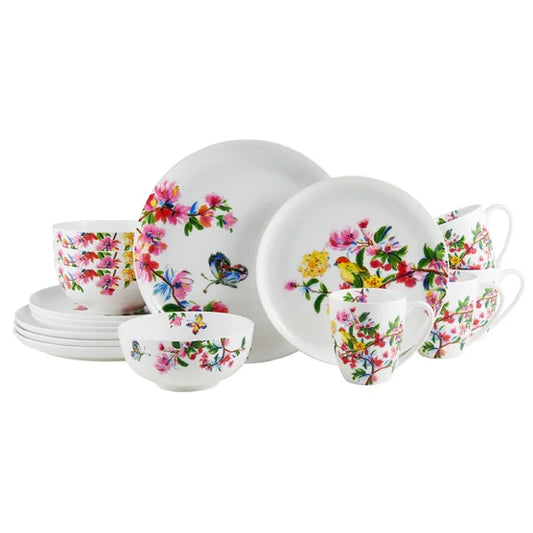 Butterfly Garden Bone China 16-piece Dinnerware Set