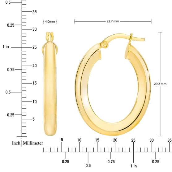 14kt Yellow Gold Oval Hoop Earrings