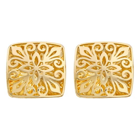14kt Yellow Gold Fancy Square Stud Earrings