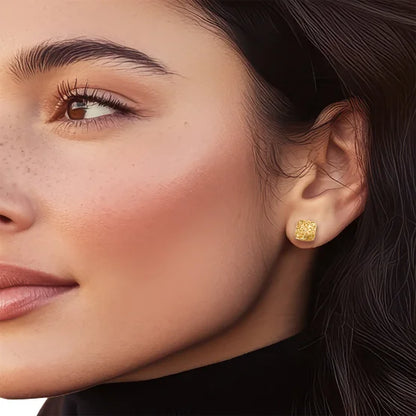 14kt Yellow Gold Fancy Square Stud Earrings