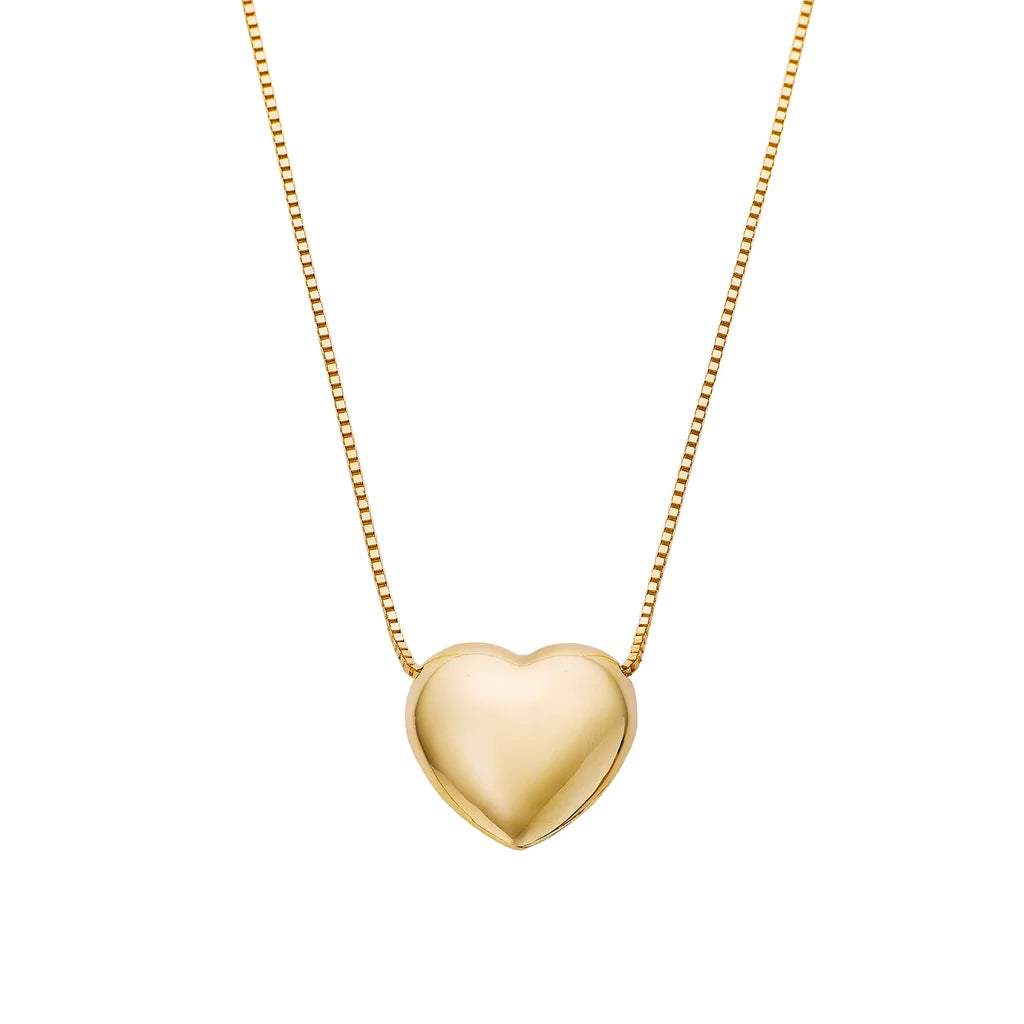14kt Yellow Gold Puffed Heart Necklace