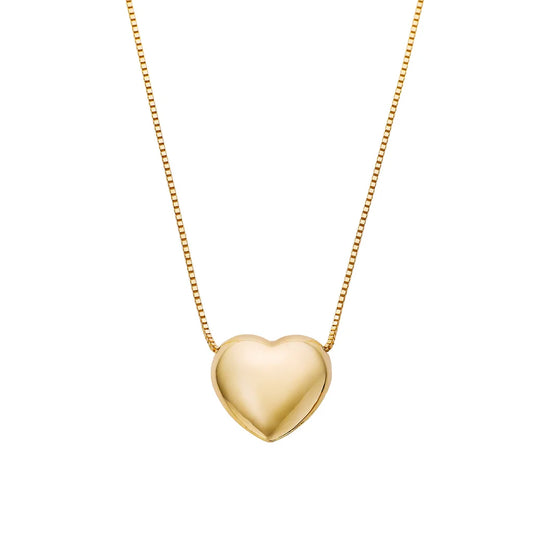 14kt Yellow Gold Puffed Heart Necklace