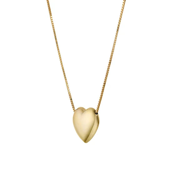 14kt Yellow Gold Puffed Heart Necklace