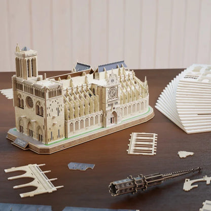 4D Build Notre Dame 3D Model Kit Puzzle with LED Lights