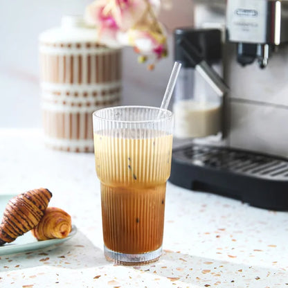Glass Cups with Lids and Straw, 4-pack
