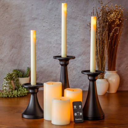 Tapers, Pillars, Holders and Remote, 9-piece Set