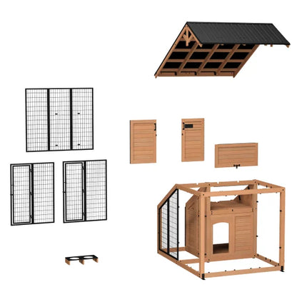 7’ x 5’ Canine Cabin Cedar Wood Outdoor Dog Kennel