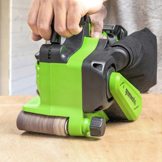 24V Brushless Cordless Belt Sander, Dust Bag, 4Ah Battery